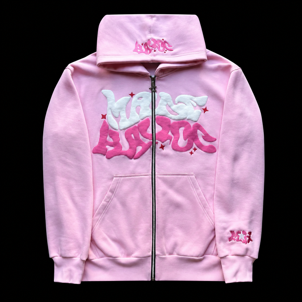 Sudadera con capucha negra con cremallera y estampado
